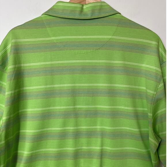 Nike Tiger Woods Collection Golf Polo Dri-Fit Stripes Lime Green Size L - Picture 8 of 11